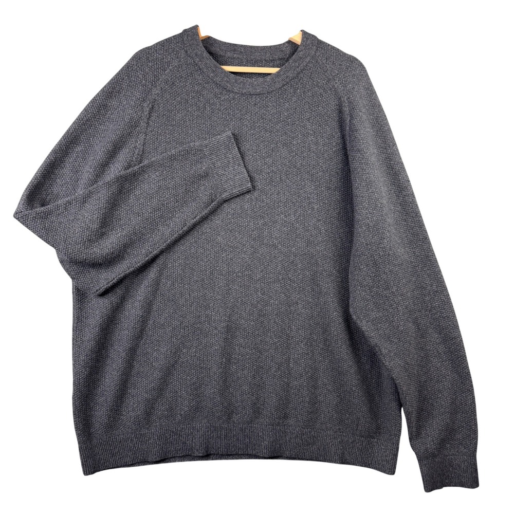 Lululemon Mens XXL Dark Grey Textured Knit Coolmax Cotton Blend Sweater LM3DQBS